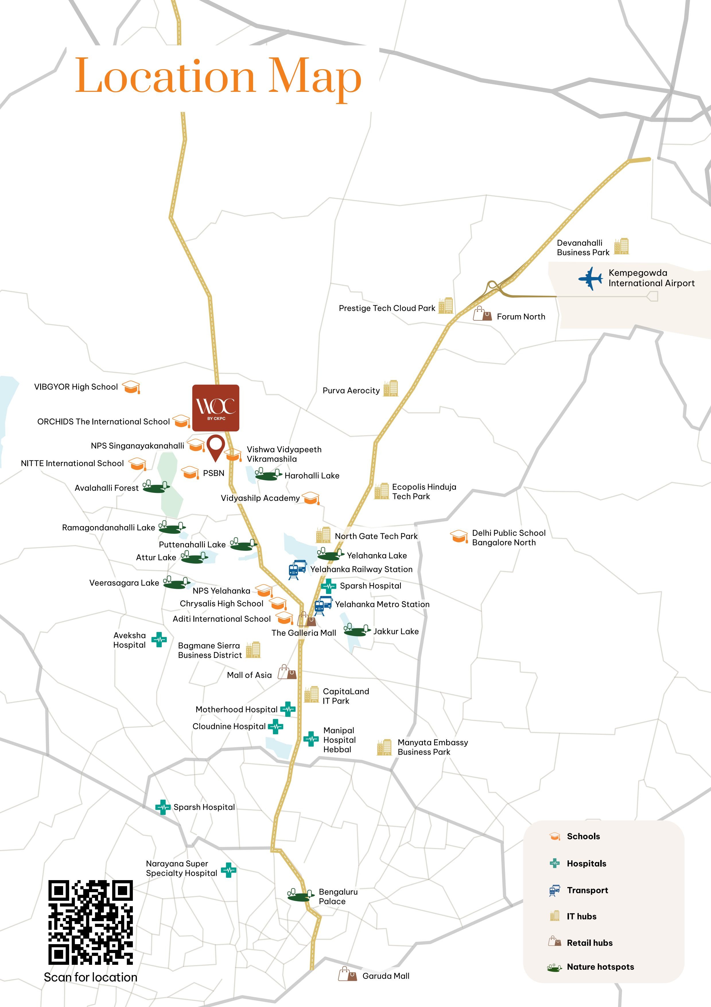 Map showing connectivity around Winds of Change in North Bengaluru